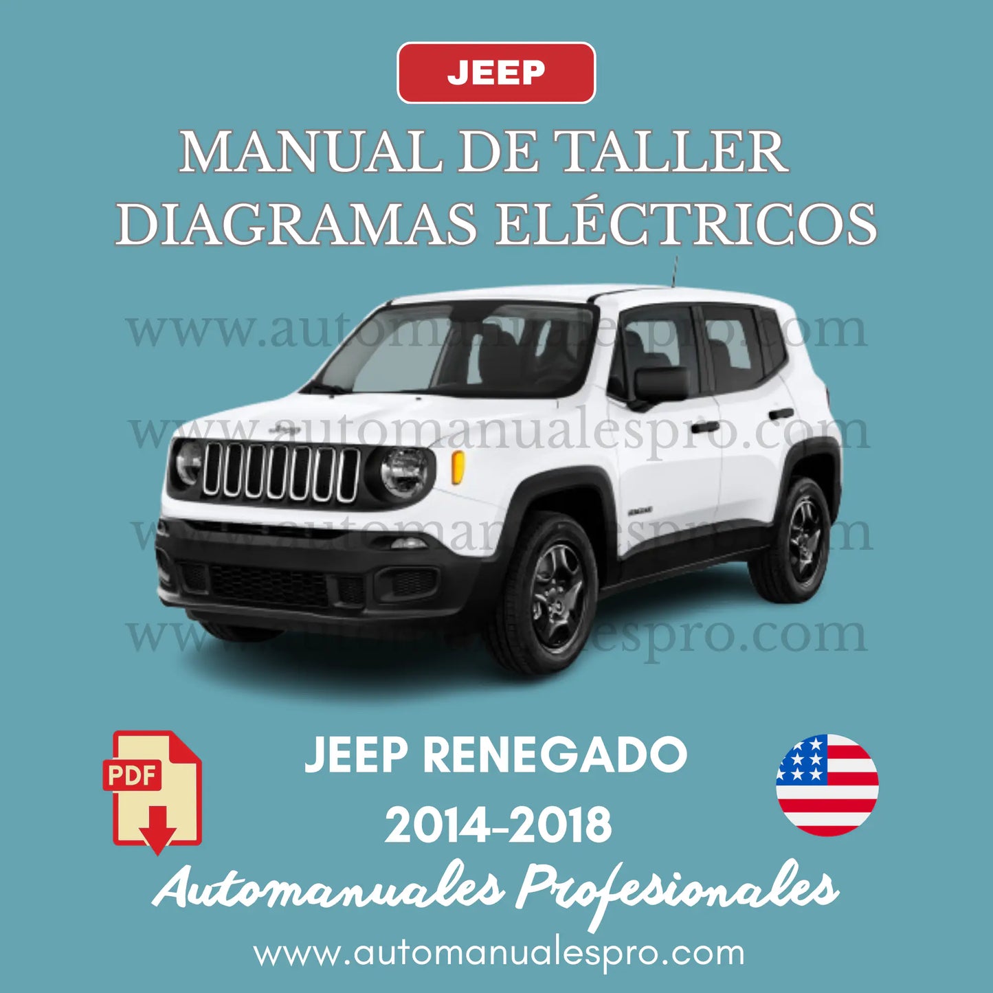 Manual de taller y esquemas eléctricos en PDF, para el Jeep Renegade de los años 2014-208, con instrucciones de reparación mecánica y eléctrica.