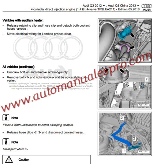 Manual de Taller y Diagramas Eléctricos Audi Q3 (2011-2018)