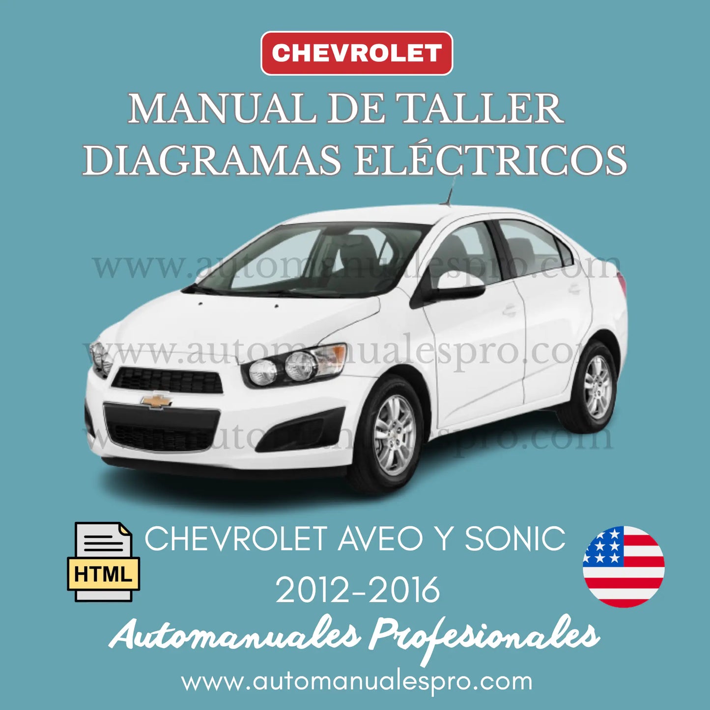Reparaciones y Diagramas Eléctricos originales para su Chverolet Aveo Sonic, de los años 2012 al 2016, incluye todos los procedimientos de reparación y sus esquemas eléctricos detallados, full nitidez.