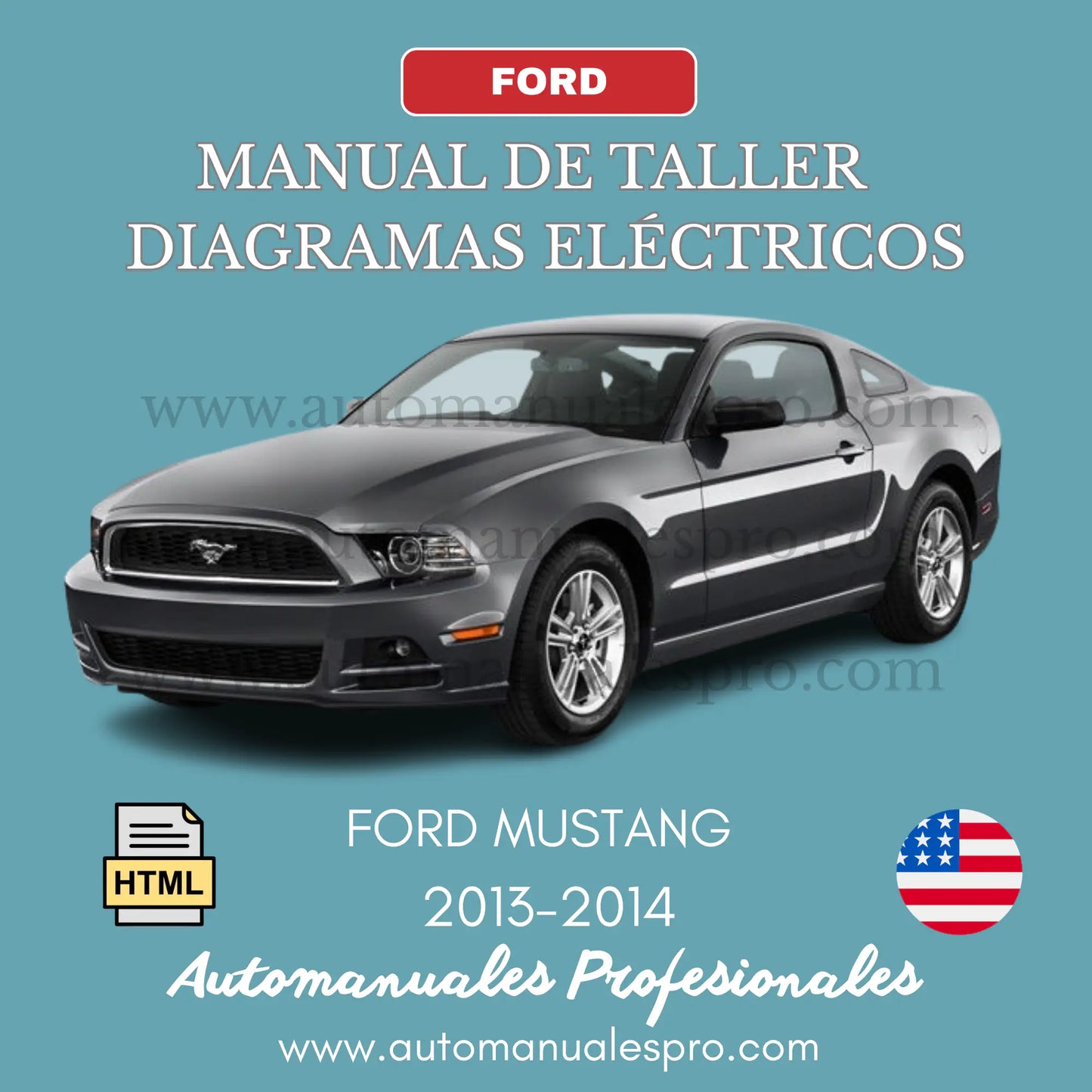 Manual interactivo Ford Mustang 2013-2014, con toda la información precisa, detallada y de fácil uso, para reparar la mecánica y la electricidad, incluyendo sus diagramas eléctricos.