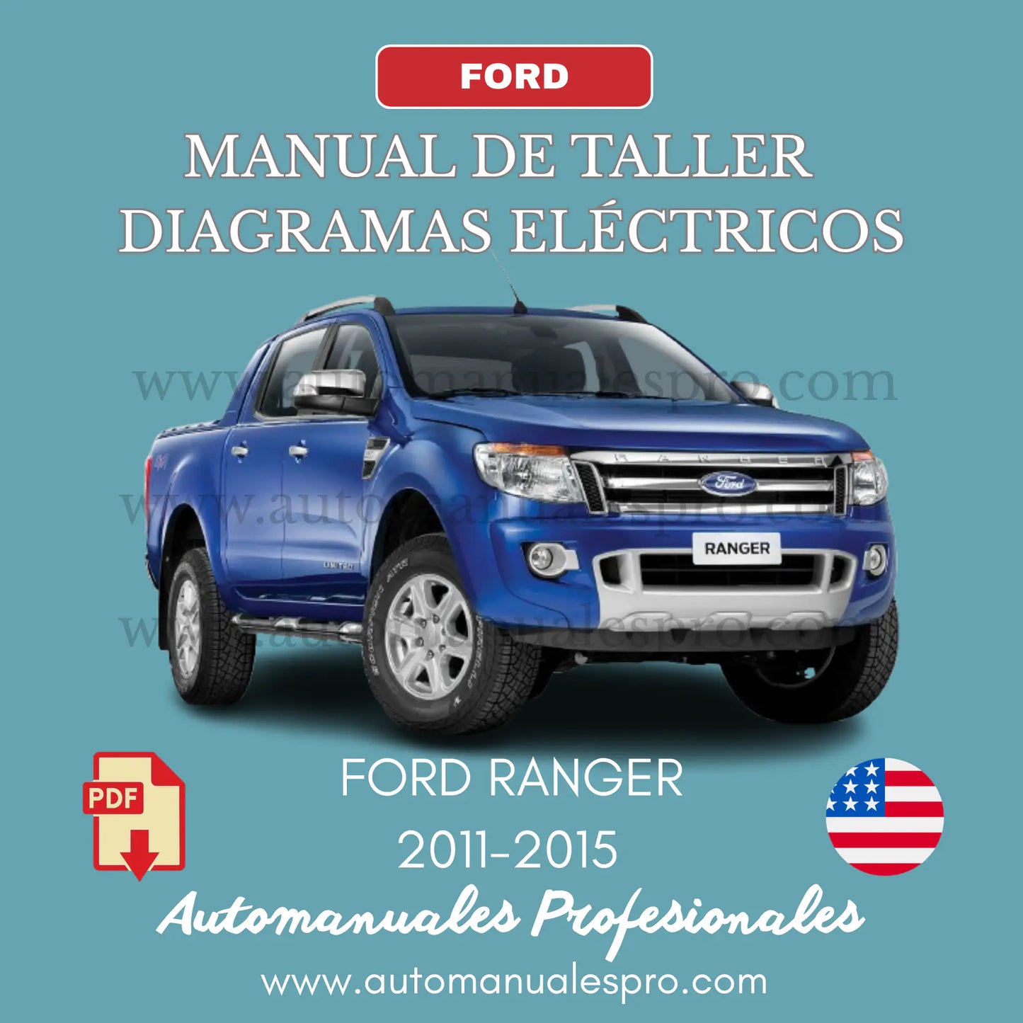 Guía de reparación mecánica y eléctrica para tu Ford Ranger T6 de los años 2011 al 2015, con todos sus proceso de reparación y diagramas eléctricos oficiales, en formato PDF, en idioma inglés.