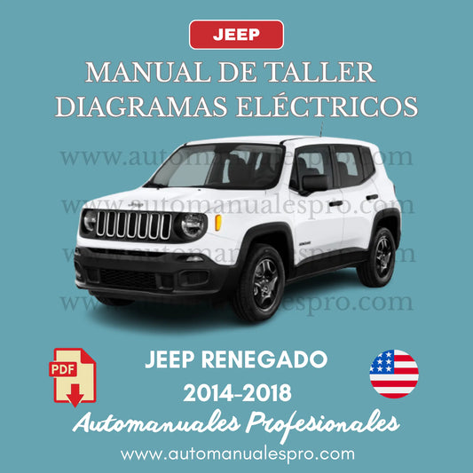 Manual de taller y esquemas eléctricos en PDF, para el Jeep Renegade de los años 2014-208, con instrucciones de reparación mecánica y eléctrica.