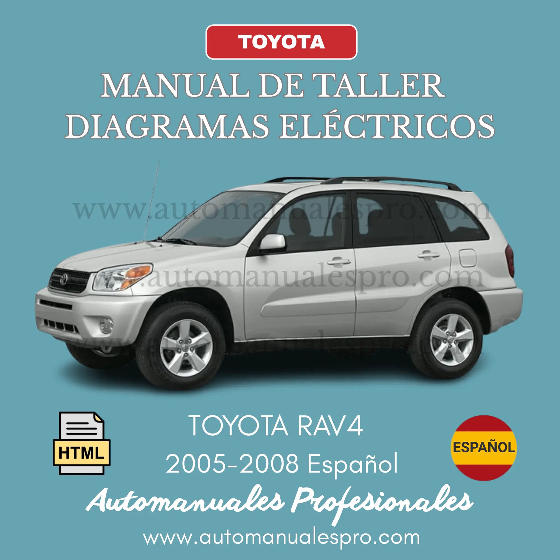 Manual de taller Interactivo con ilustraciones de reparación mecánica del motor y esquemas de la ECU con sus respectivos diagramas para Toyota Rav4 2005-2008 en Español.