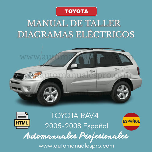 Manual de taller Interactivo con ilustraciones de reparación mecánica del motor y esquemas de la ECU con sus respectivos diagramas para Toyota Rav4 2005-2008 en Español.